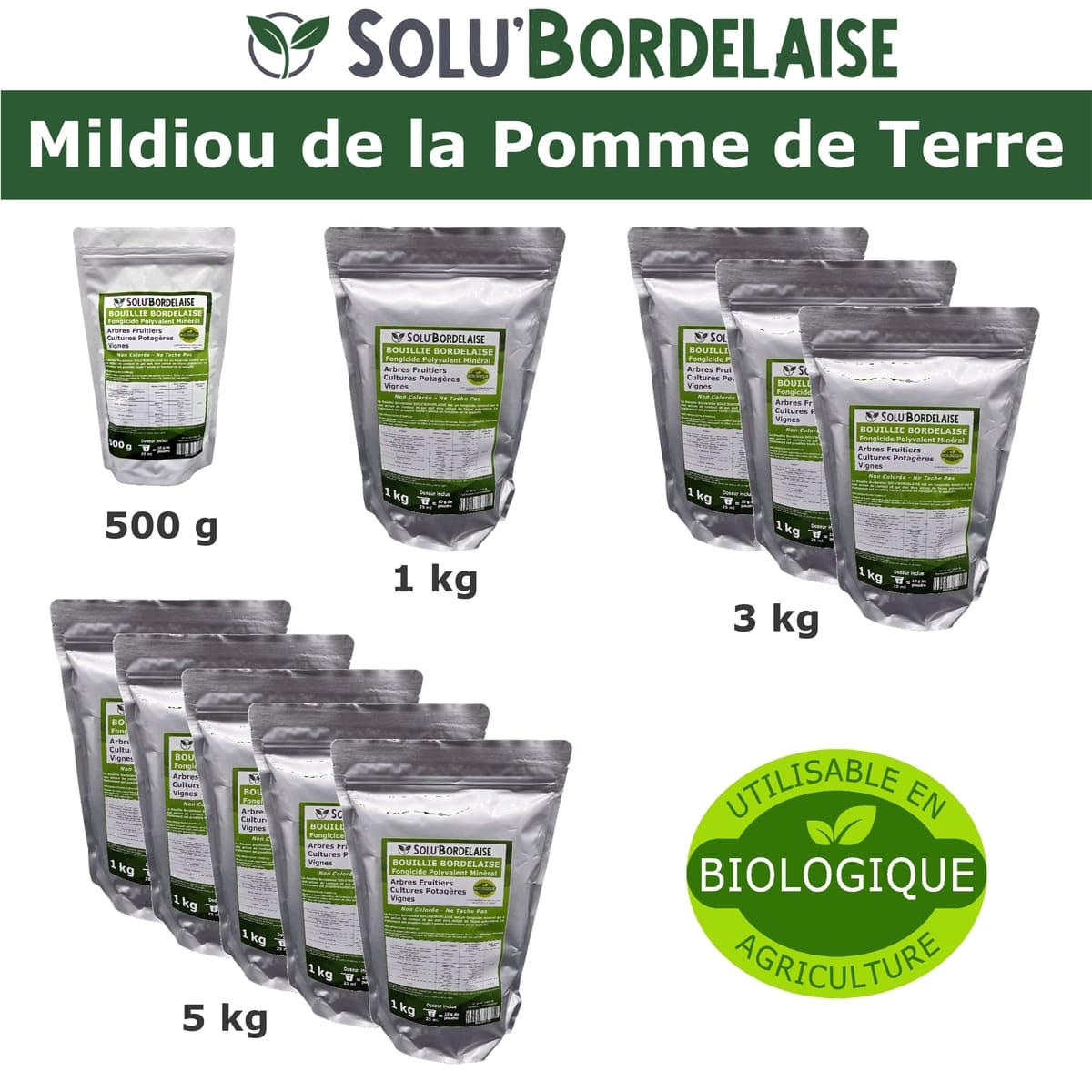Bouillie Bordelaise Non Colorée spécial Mildiou de la pomme de terre, SOLU
