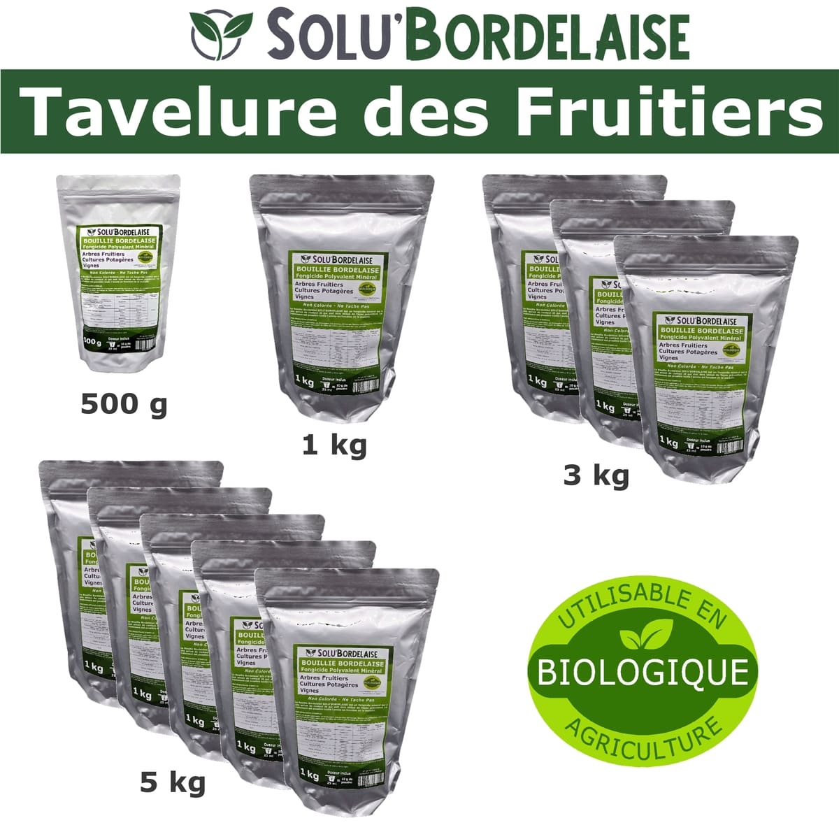 Bouillie Bordelaise Non Colorée spécial Tavelure des Fruitiers, SOLU