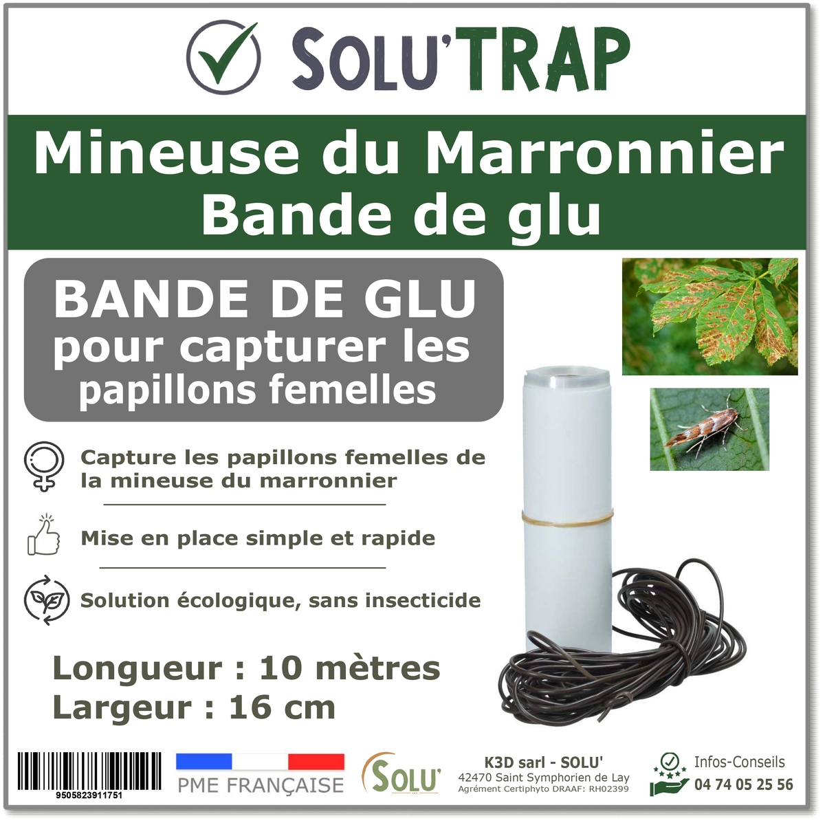 Bande de Glu Spéciale Mineuse du Marronnier – Piège Englué pour Capturer les Papillons – Protection des Marronniers - SOLU’TRAP